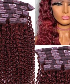 top clip in hair extensions kinky curly red 3