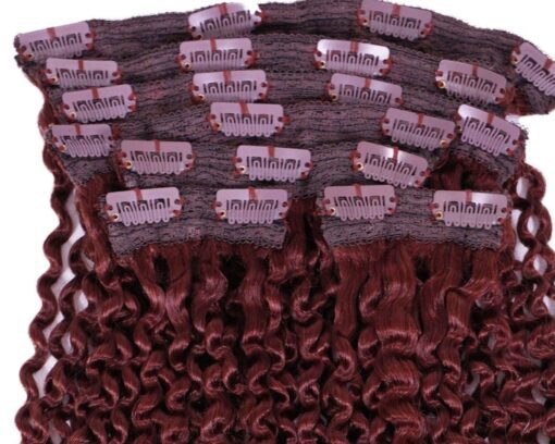 top clip in hair extensions kinky curly red 4