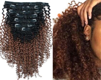 u clip hair extension-ombre kinky curly long 3