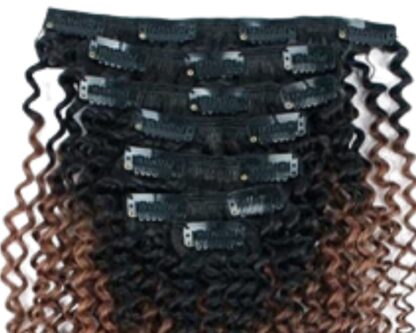 u clip hair extension-ombre kinky curly long 4