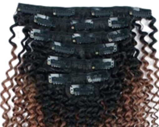 u clip hair extension ombre kinky curly long 4