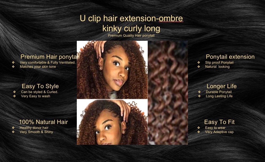 u clip hair extension-ombre kinky curly long5