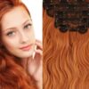 wavy hair extensions clip in ginger long 1