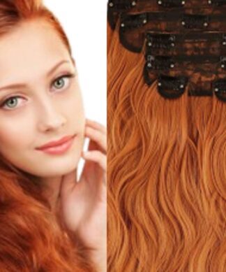 wavy hair extensions clip in-ginger long 1