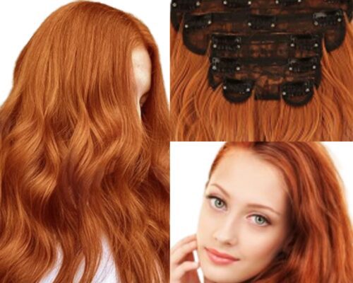 wavy hair extensions clip in-ginger long 3