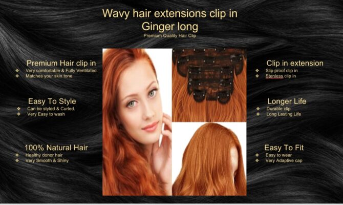 wavy hair extensions clip in ginger long5
