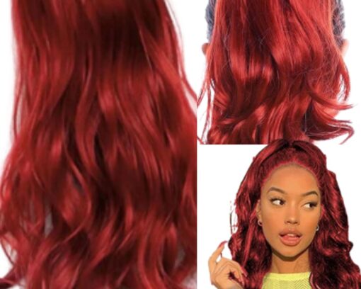 wavy hair ponytail red long 3