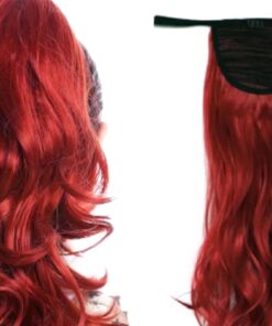 wavy hair ponytail red long 4