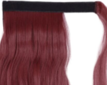 wavy high ponytail with weave burgundy long 4