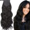 wavy ponytail extension black long 1