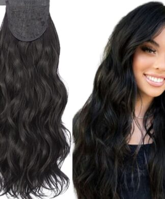 wavy ponytail extension-black long 1