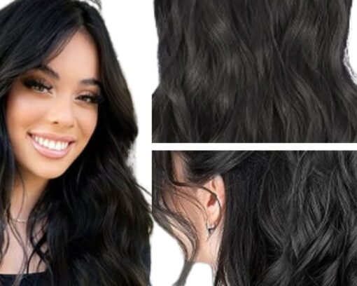 wavy ponytail extension black long 2