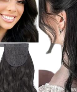 wavy ponytail extension black long 3