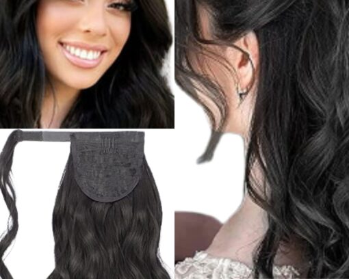 wavy ponytail extension black long 3