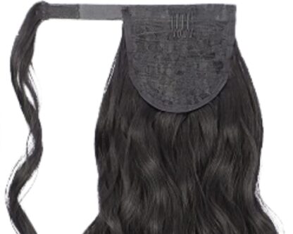 wavy ponytail extension-black long 4