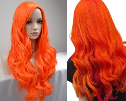 wavy tape in hair extensions-orange long 3