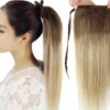 wrap around human hair ponytail ombre long straight 1