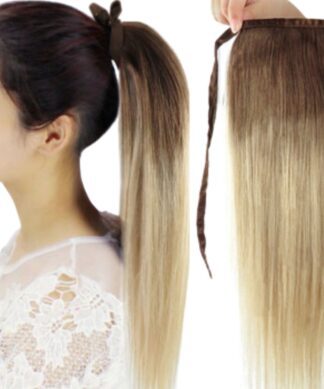 wrap around human hair ponytail-ombre long straight 1