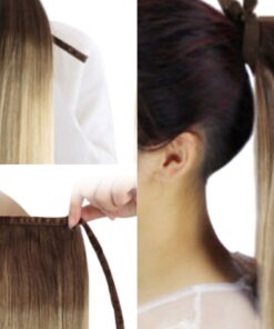 wrap around human hair ponytail ombre long straight 2