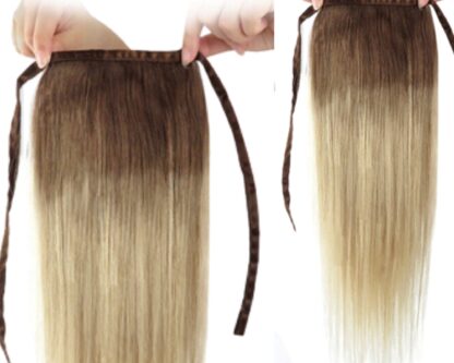 wrap around human hair ponytail-ombre long straight 4