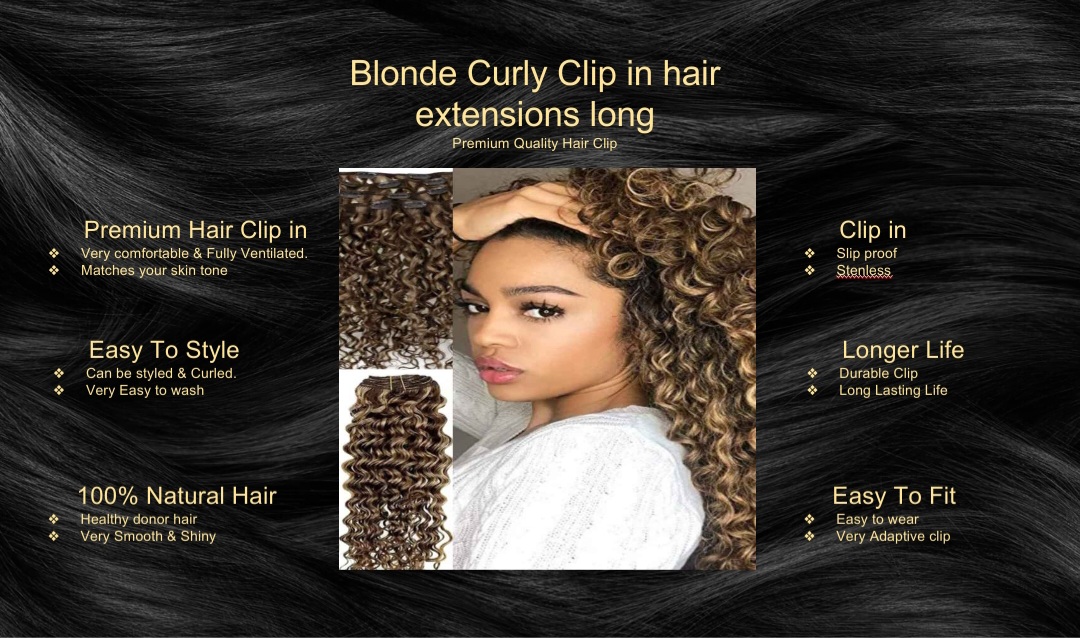 Blonde Curly Clip In Hair Extension- Long5