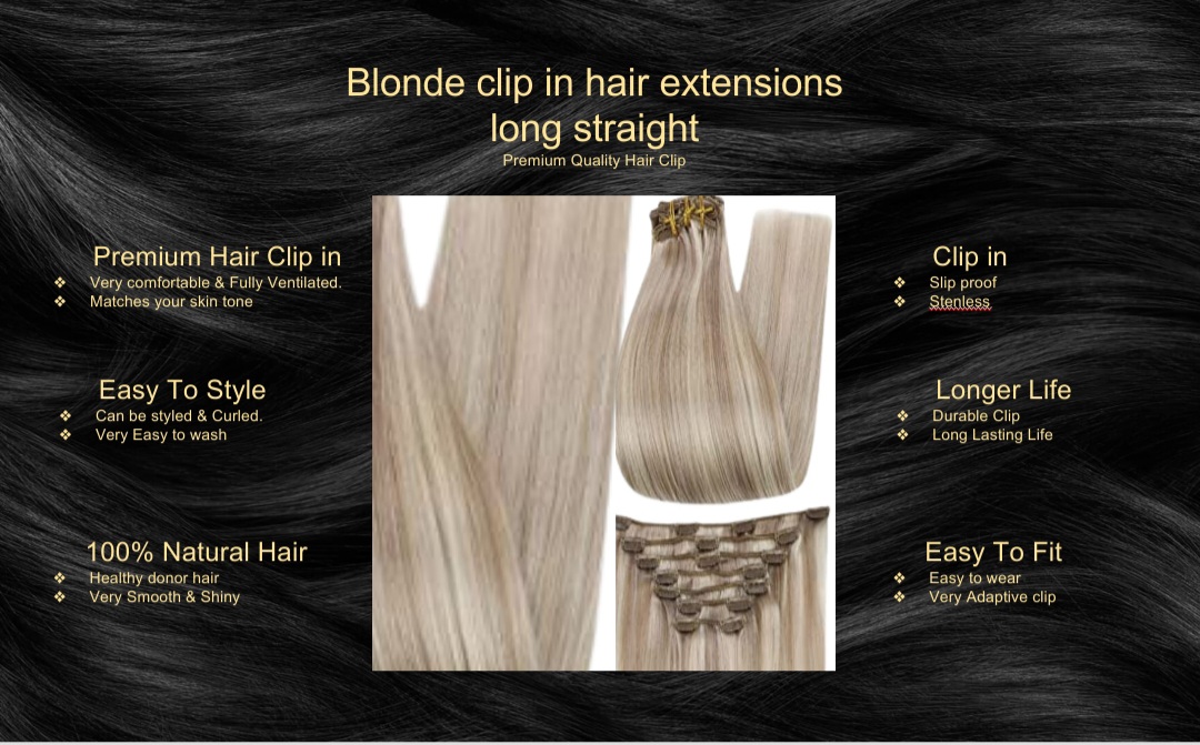 Blonde clip in Hair extension-Long straight5