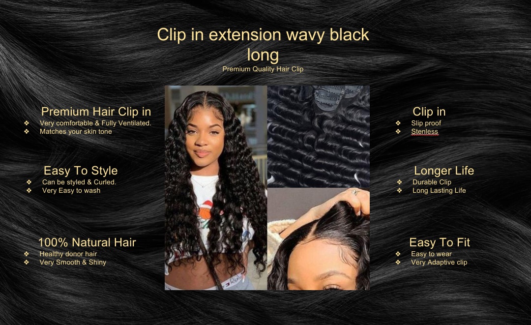 Clip In Extensions-Wavy Black Long5