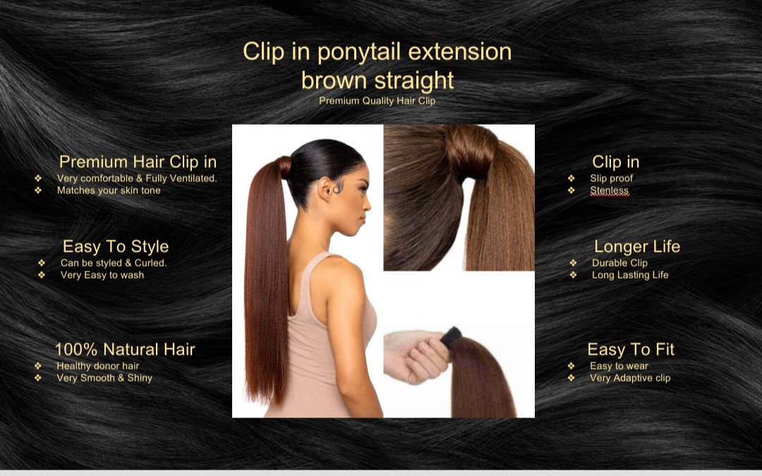 Clip In Ponytail Extension-Brown Straight5