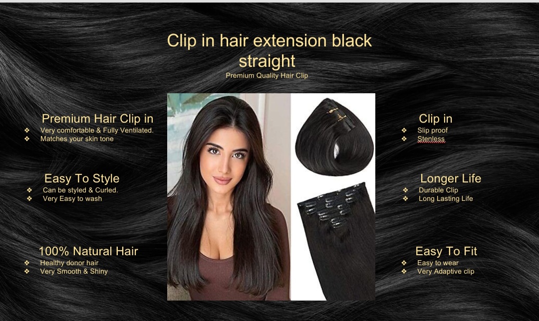 Clip Inhair Extensions-Black Straight