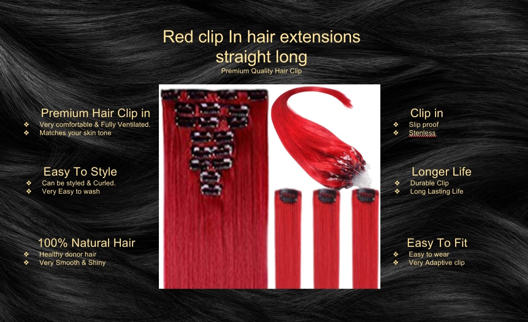 Red Clip In Hair Extension-Straight Long5
