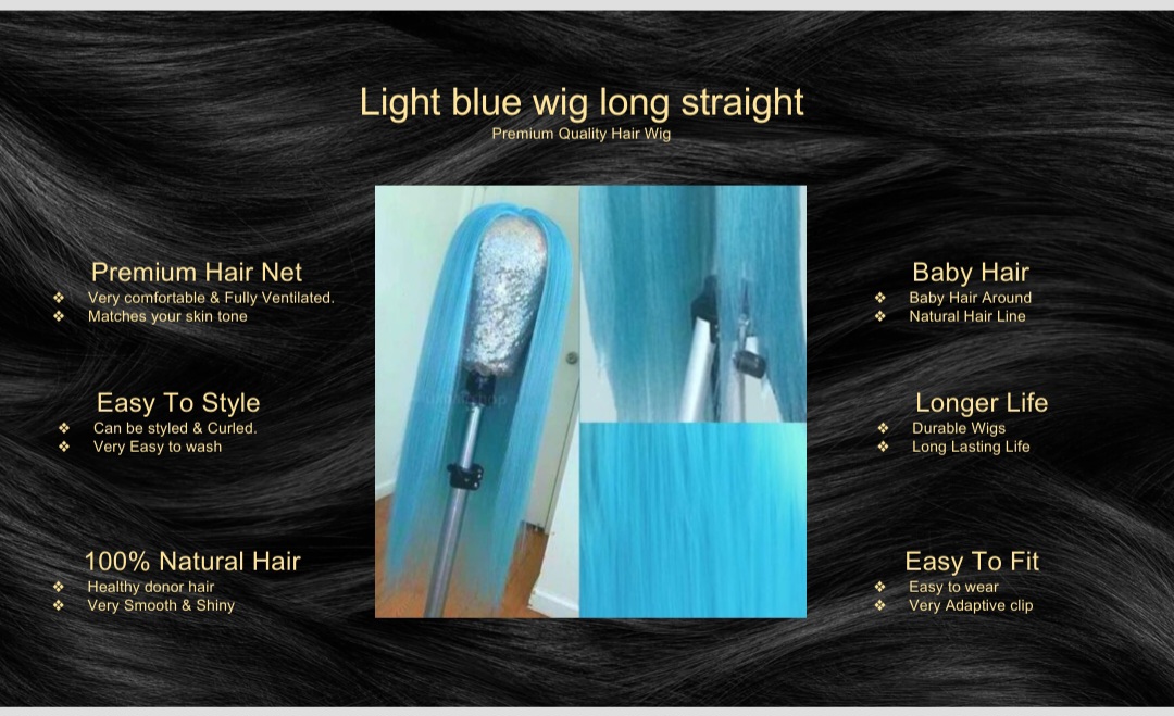 Long Straight Blue Wig - wide 5