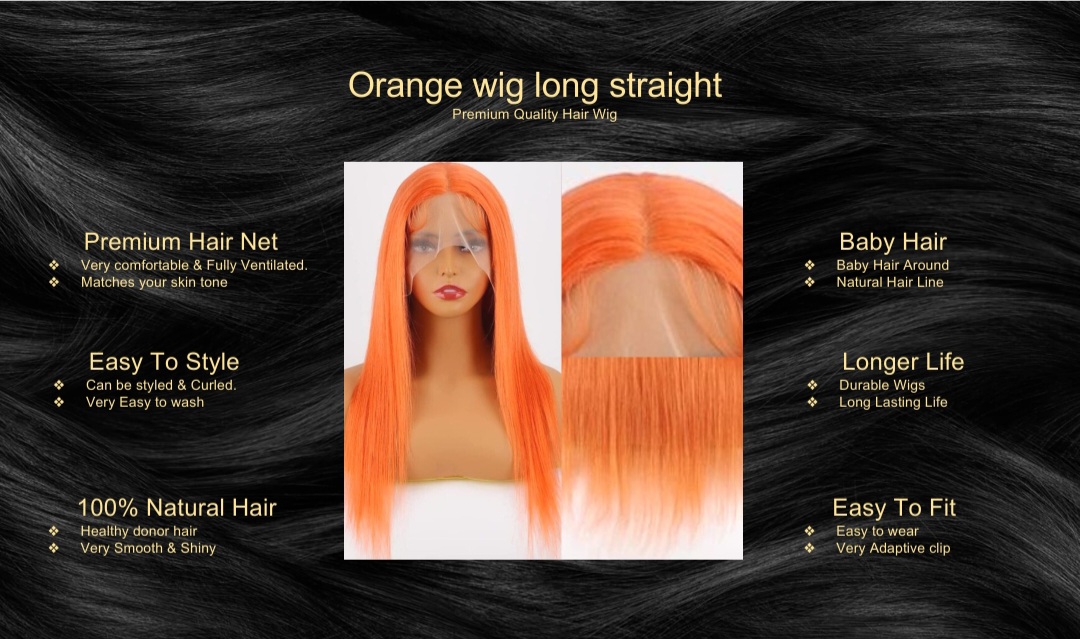 Orange Wig-Long Straight5