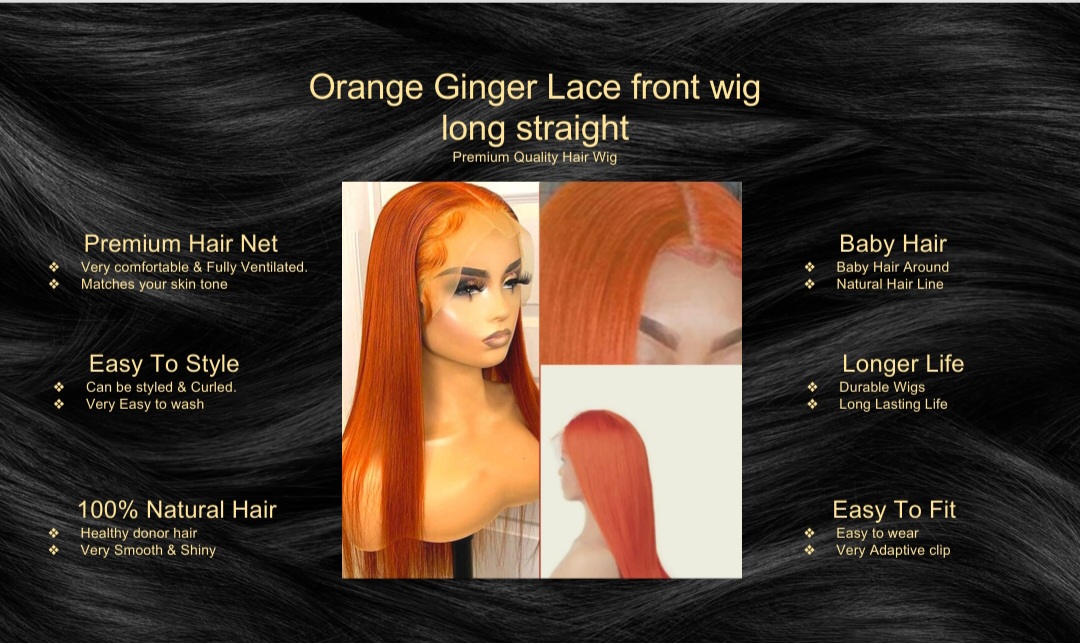 Orange Ginger Lace Front Wig-Long Straight5