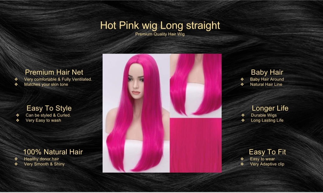 Hot Pink Wig-Straight Long5