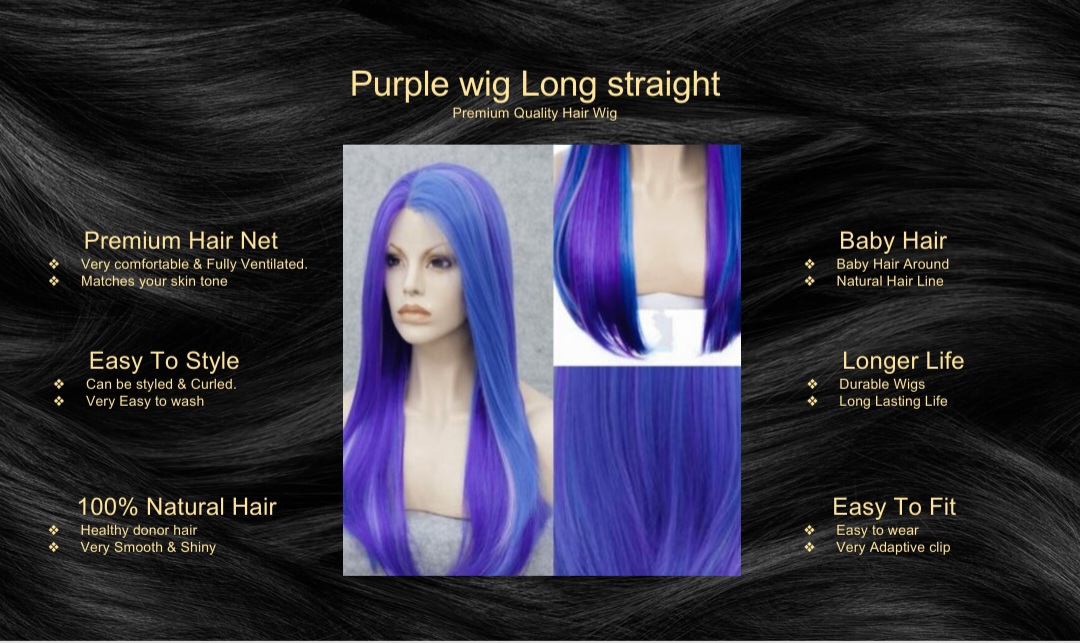 Purple wig Long-straight5