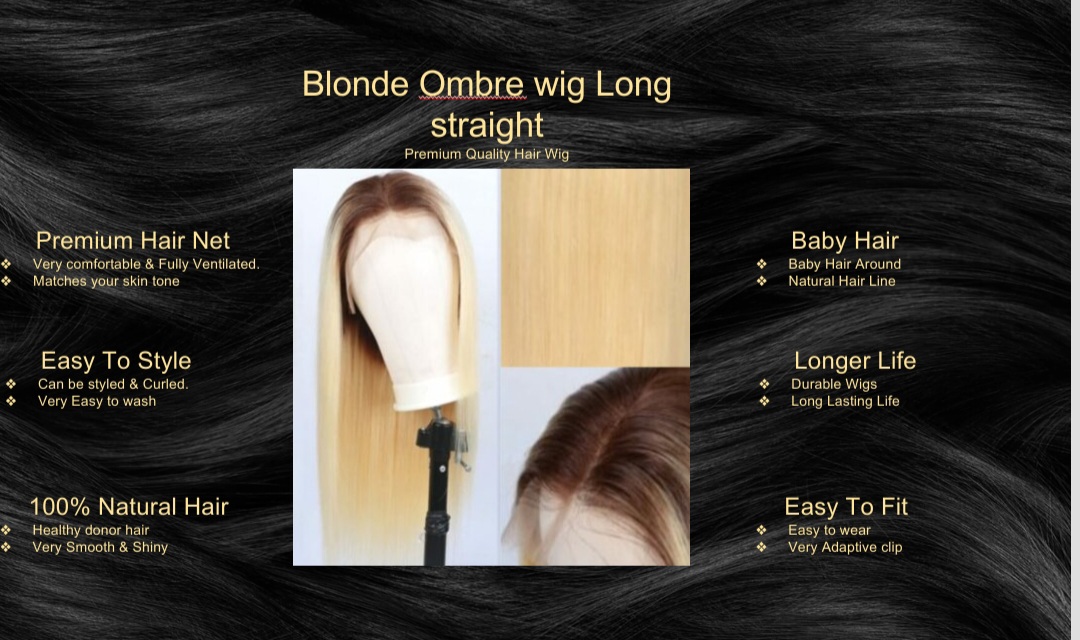Blonde ombre wig-Long Straight5