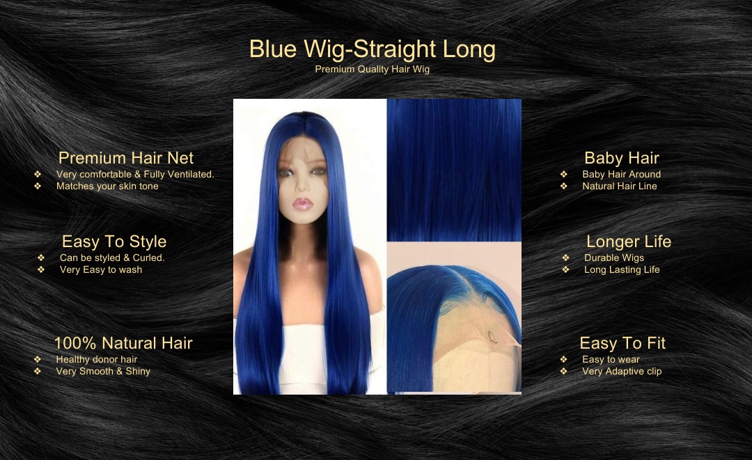 Blue Wig-Long Straight5
