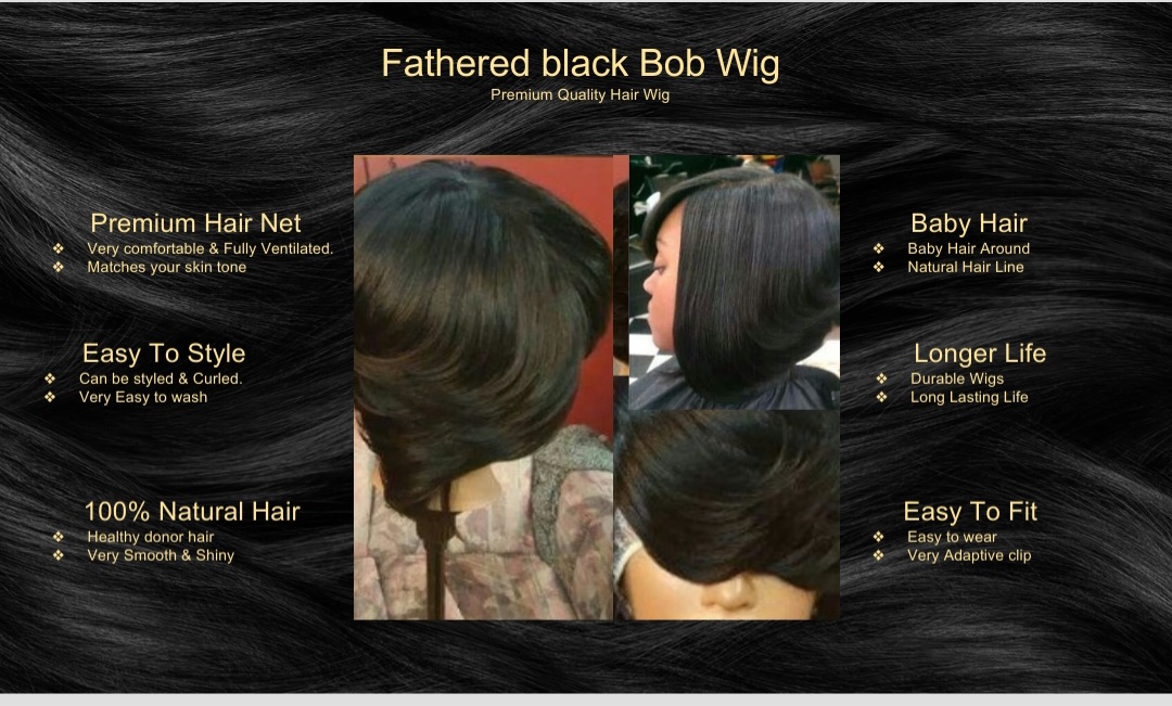 Feathered Bob wig-Black5