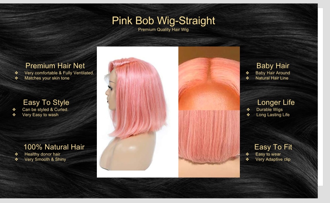 Pink Wig Bob-Straight Wig5