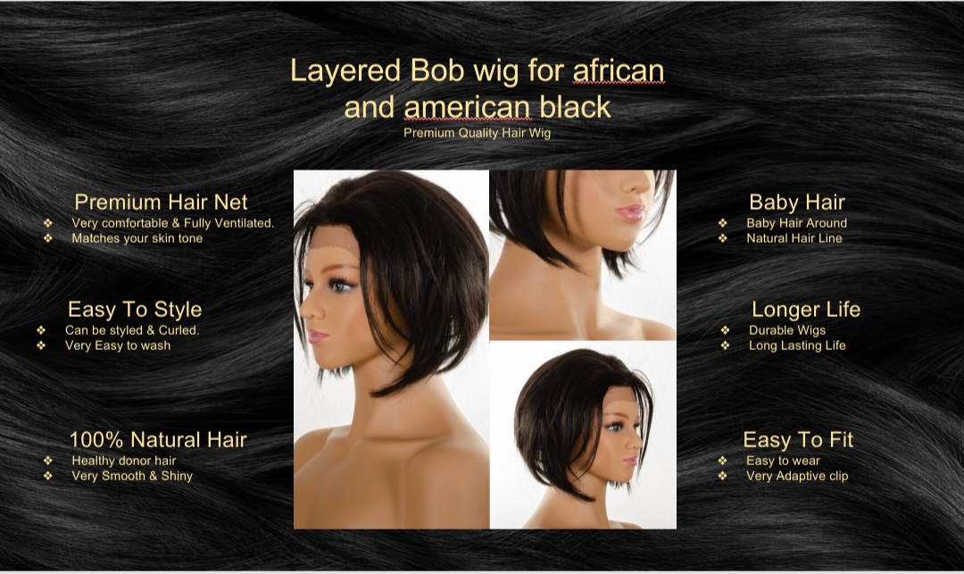 Layered Bob Wig For African And American-Black Wig5