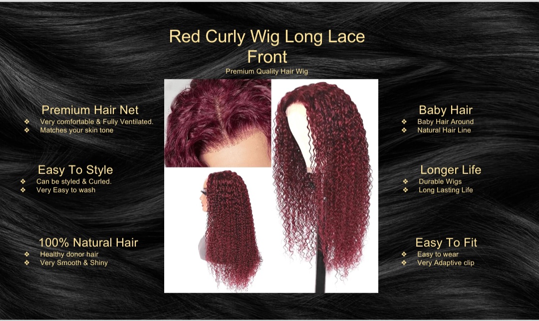 Red Curly Wig Long Lace Front