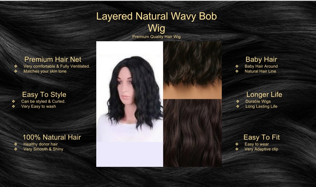 Layered Natural Wavy Bob-Wig5