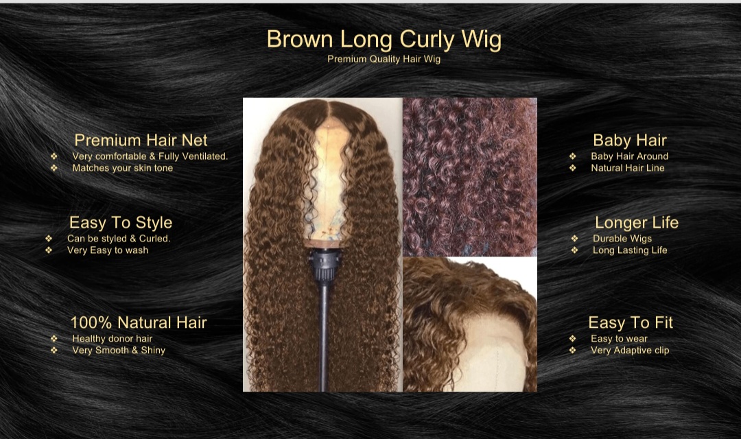 Brown Long Curly Wig