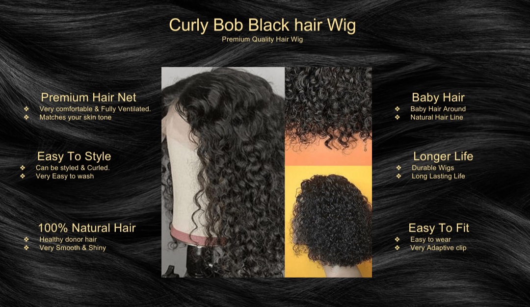 Curly Bob Black Hair-Wig5