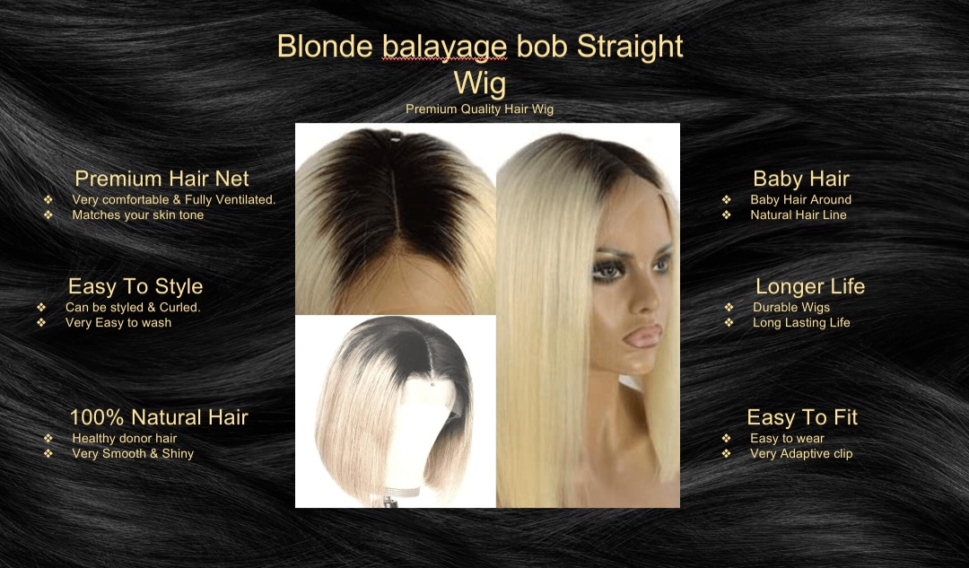 Blonde Balayage Bob straight-Wig5
