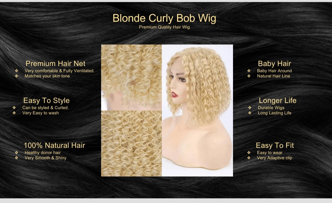 Blonde Curly Bob Wig5