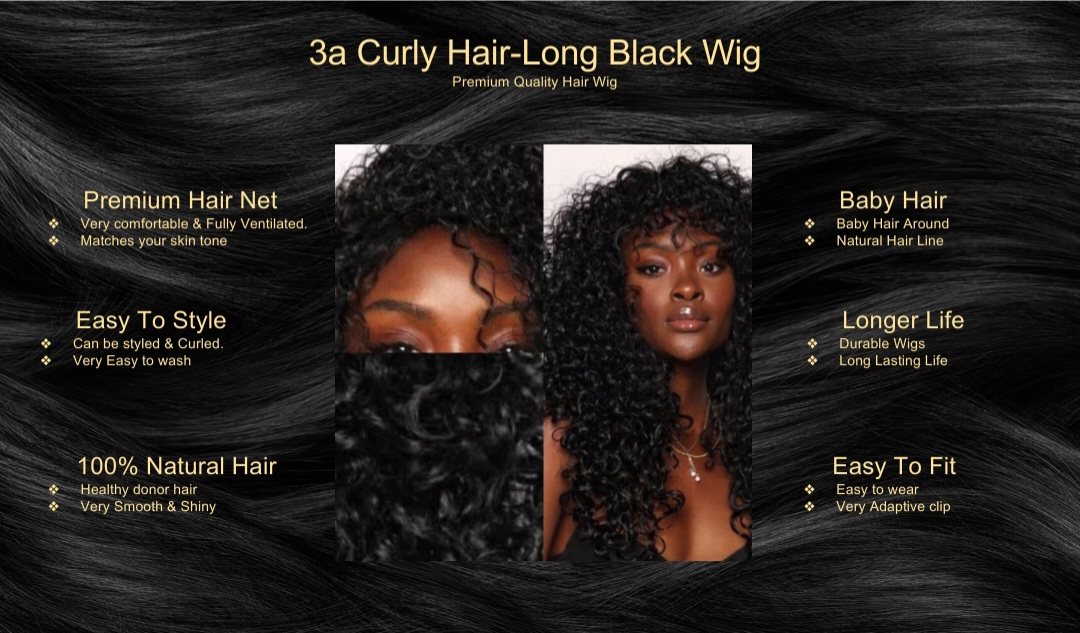 3a Curly Hair-Long Black Wig5